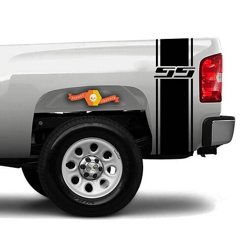 Autocollant en vinyle à rayures contours logo SS pour portière Chevrolet Colorado