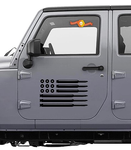 Set d'autocollants latéraux en vinyle style balle avec drapeau USA pour Jeep Wrangler