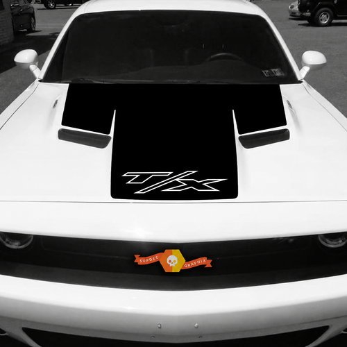 Autocollant vinyle bande noire T/X pour capot Dodge Challenger 2015-2017