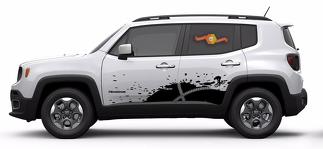Jeep Renegade vélo montagne Logo graphique vinyle autocollant autocollant Splash Grunge SUV
