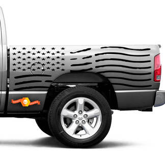 Drapeau américain en détresse Dodge Ram Bed Side Truck Vinyl Decal Graphic Cast SUV