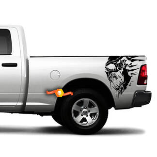Dodge Ram Chevy Ford Grunge crâne côté camion vinyle graphique décalcomanie lit hayon