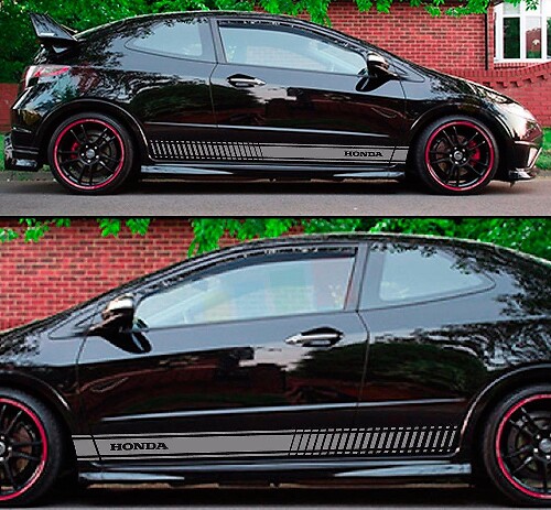 Autocollant vinyle latéral à bandes de contour de course pour Honda Civic