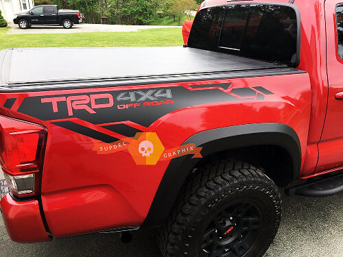 Kit d'autocollants vinyle de caisse tout-terrain style TRD 4x4 pour Toyota Tacoma ou Tundra
