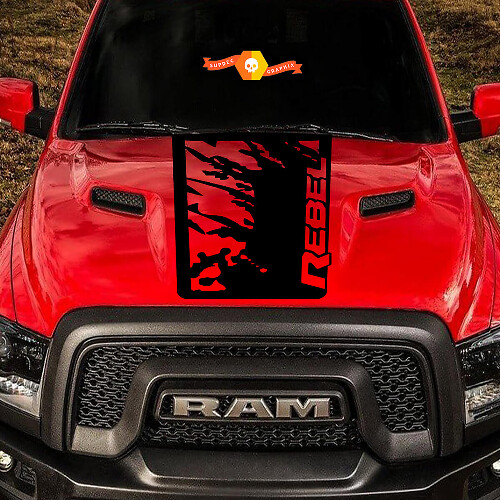 Autocollant Vinyle Capot Effet Éclaboussures Grunge pour Dodge Ram Rebel 2015-2017