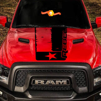 2015-17 Dodge Ram Rebel en détresse Texas drapeau capot camion vinyle autocollant graphique #1
