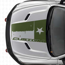Autocollant vinyle personnalisé drapeau du Texas vieilli pour capot Dodge Ram 2015-2017_3