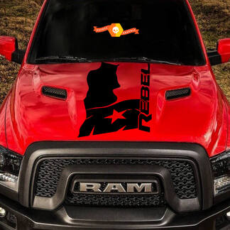 2015-17 Dodge Ram Rebel en détresse Texas drapeau capot camion vinyle autocollant graphique #3