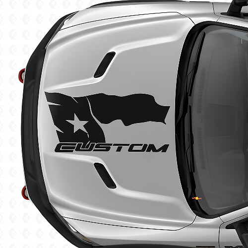 Autocollant Vinyle Capot Drapeau du Texas Vieilli avec Lettrage pour Dodge Ram 2015-17