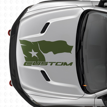 Autocollant Vinyle Capot Drapeau du Texas Vieilli avec Lettrage pour Dodge Ram 2015-17_3
