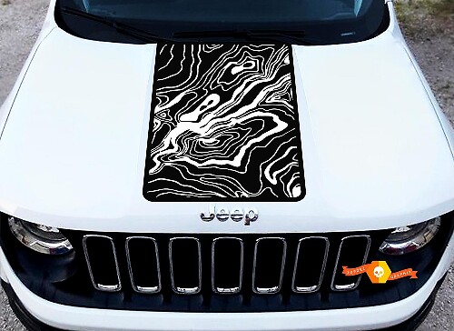 Autocollant vinyle carte topographique pour capot Jeep Renegade