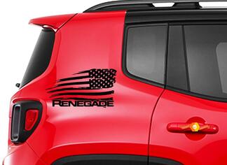 Jeep Renegade en détresse drapeau américain graphique vinyle autocollant autocollant côté Chrome