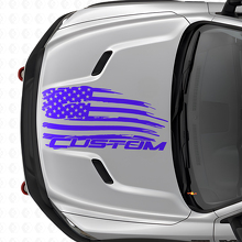 Autocollant Vinyle Drapeau Américain Usé et Lettrage pour Capot Dodge Ram_2