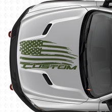 Autocollant Vinyle Drapeau Américain Usé et Lettrage pour Capot Dodge Ram_3