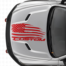 Autocollant Vinyle Drapeau Américain Usé et Lettrage pour Capot Dodge Ram_4