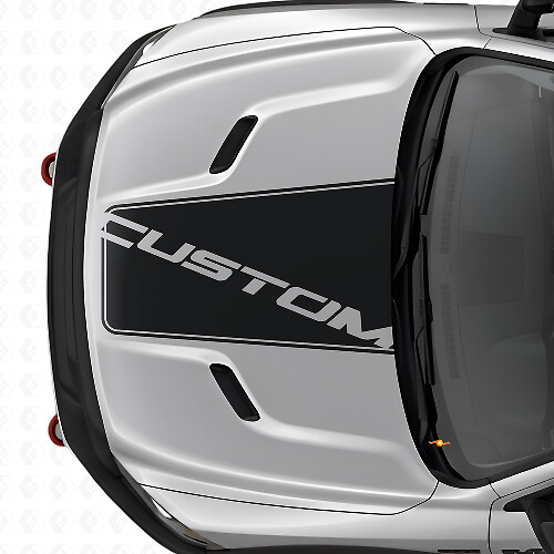 Autocollant vinyle noir mat pour capot central de camion Dodge Ram_1