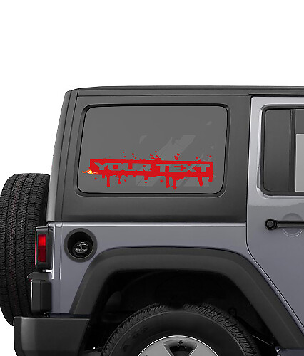 Texte Personnalisé avec Gouttes de Peinture Autocollant Vinyle pour Fenêtre Latérale Jeep Wrangler