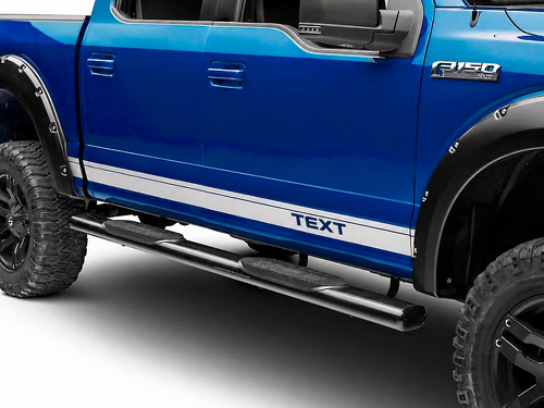 TEXT Autocollant en vinyle rayé argenté pour panneaux latéraux Rocker pour Ford F-150