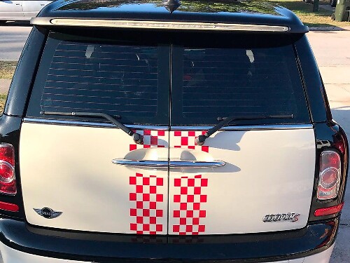 Autocollant vinyle rayures damier pour porte arrière capot MINI Clubman 2008-2013