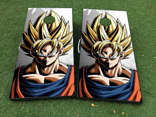 Ensemble d'autocollants vinyle pour planche de cornhole inspirée par Dragon Ball