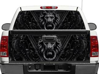 Lion noir porte fenêtre arrière ou hayon autocollant autocollant camionnette SUV voiture
