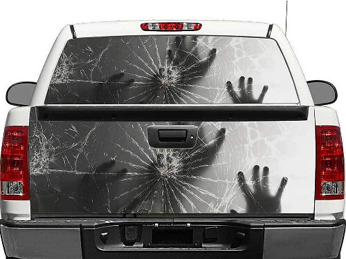 Autocollant Vinyle Mains Derrière une Vitre Arrière Brisée pour Benne de Camionnette SUV