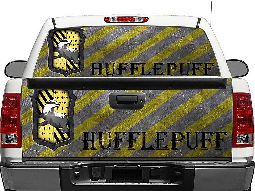 Autocollant en vinyle logo Poufsouffle Harry Potter pour lunette arrière ou hayon de pick-up et SUV
