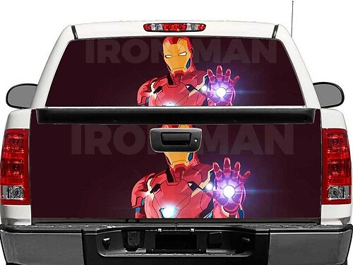 Autocollant en vinyle pour lunette arrière et hayon Ironman pour camions