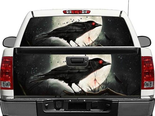 Autocollant Vinyle Décalque pour Lunette Arrière et Hayon Moonlight Raven pour Camions
