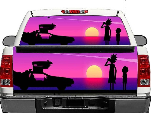 Autocollant Vinyle Silhouette Rick et Morty pour Lunette Arrière ou Hayon de Camions