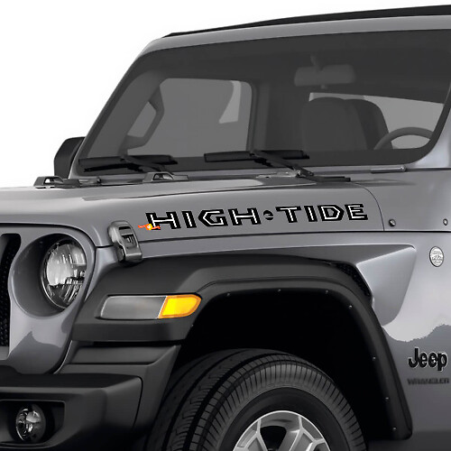 Autocollants en vinyle Lettrage High Tide pour le capot latéral de Jeep Wrangler