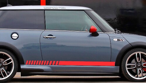 Autocollant vinyle bandes de course pour bas de caisse MINI Cooper 2002-2015
