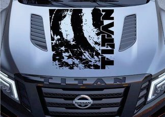 Drapeau américain en détresse Nissan Titan Logo Capot Camion Vinyle Décalque Graphique Pick-up