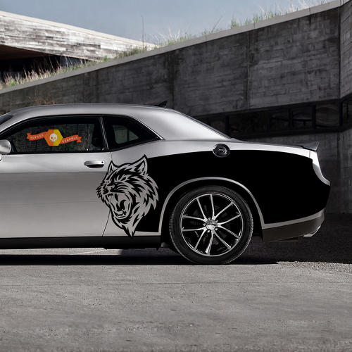 Custom Cat Head Billboard Pair Latéral Aile arrière Autocollant vinyle pour Dodge Challenger Hellcat 2015-2020