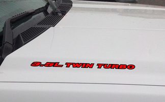 Autocollant en vinyle pour capot TWIN TURBO 3,5 L : Ford F150 Mustang EcoBoost V6 (contour)