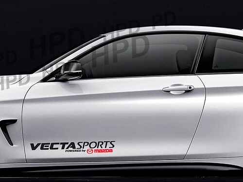 Autocollant vinyle pour porte latérale Vecta Sports propulsé par Mazda pour Mazda RX-8