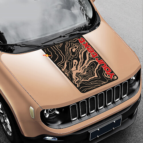 Autocollant en vinyle de capot carte topographique pour Jeep Renegade