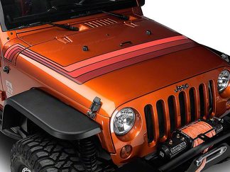 Bandes de capot de style rétro - Orange pour les modèles Jeep Wrangler JK 2007-2018