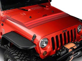 Bandes de capot de style rétro - Rouge pour les modèles Jeep Wrangler JK 2007-2018