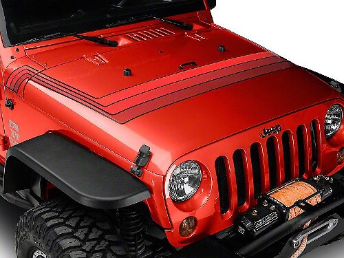 Autocollant vinyle de bandes de capot style rétro pour Jeep Wrangler JK