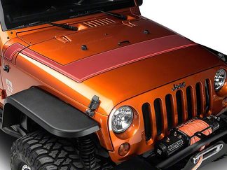 Bandes de capot à fines rayures de style rétro - Orange pour les modèles Jeep Wrangler JK 2007-2018