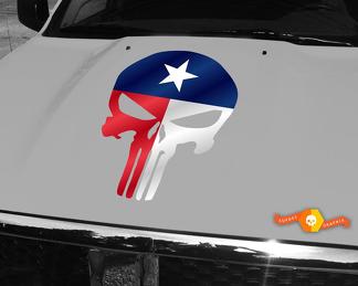 Autocollant de capot en vinyle Punisher Skull Texas State Flag Convient à toutes les voitures/camions/jeeps