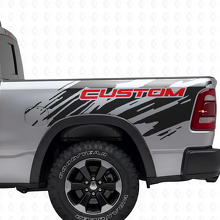 Lettrage personnalisé style éclaboussure autocollant vinyle latéral arrière pour Dodge Ram_4
