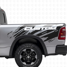 Lettrage personnalisé style éclaboussure autocollant vinyle latéral arrière pour Dodge Ram_5