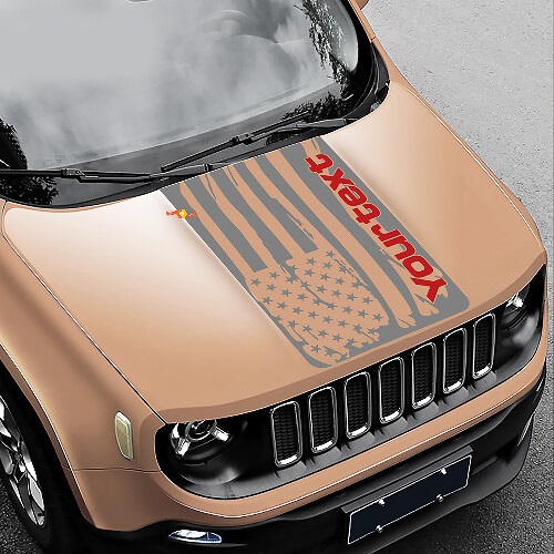 Autocollant Vinyle Capot Drapeau Américain Usé pour Jeep Renegade 1