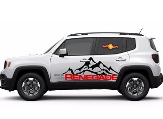 2 couleurs Jeep Renegade Mountain Logo porte graphique vinyle autocollant côté SUV
