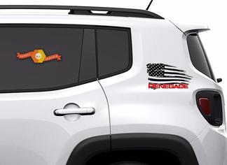 2 couleurs Jeep Renegade en détresse drapeau américain graphique vinyle autocollant autocollant côté