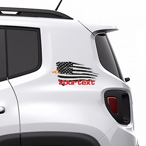 Autocollant Vinyle Graphique Drapeau Américain Vieilli Arrière Latéral pour Jeep Renegade