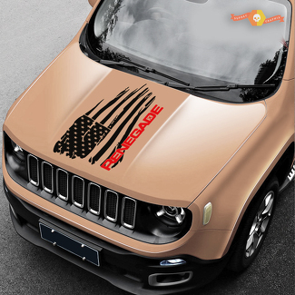 2 Couleur Hood Jeep Renegade Distressed Drapeau Américain Logo SUV Graphic Vinyl Decal