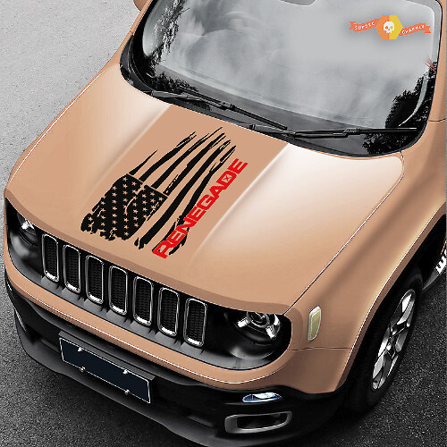 Autocollant vinyle graphique délavé drapeau américain pour capot de SUV Jeep Renegade
